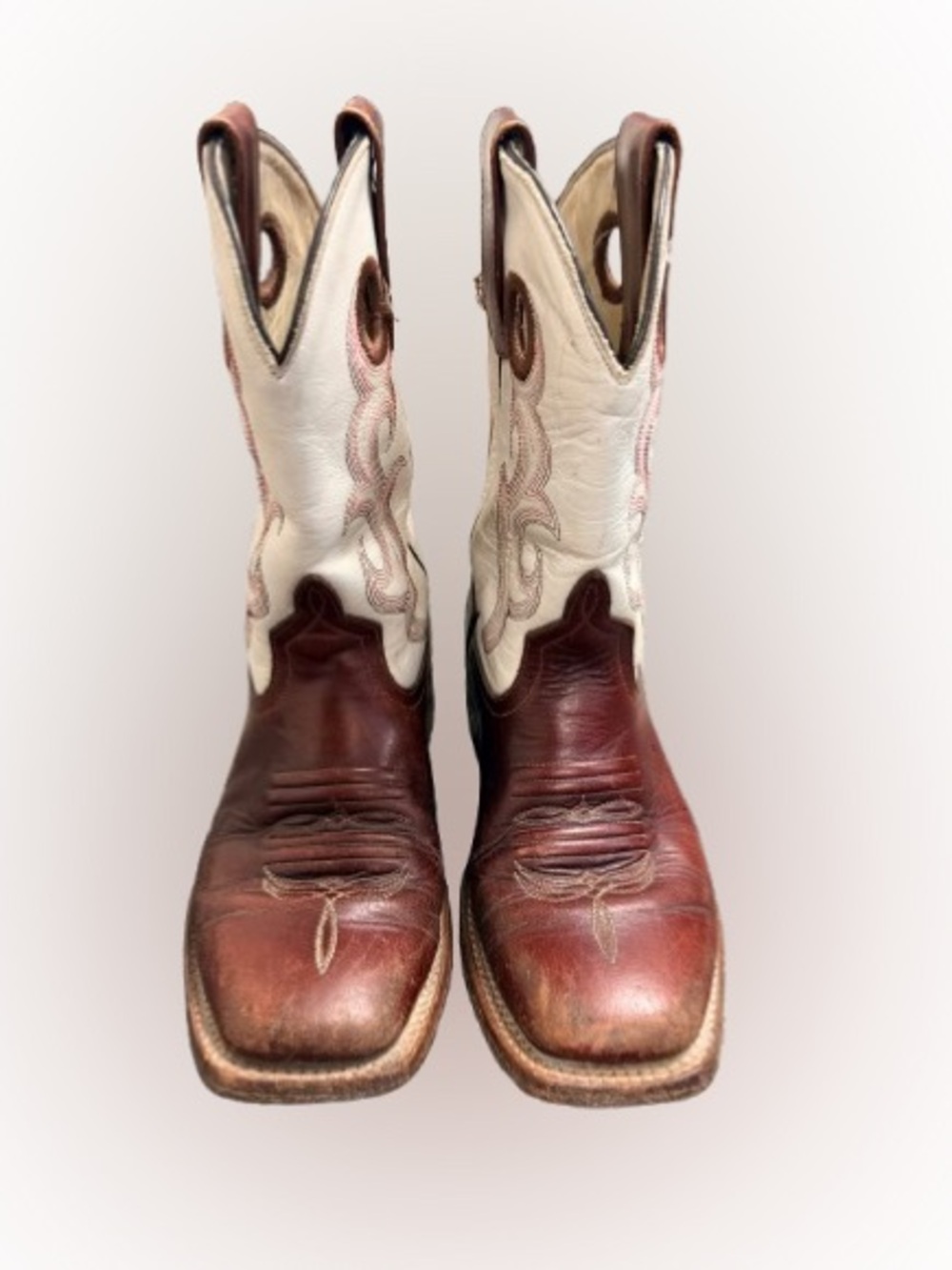Anderson Bean Kids Cowboy Boots Youth Size 1 Brown Cream Western Leather Boots